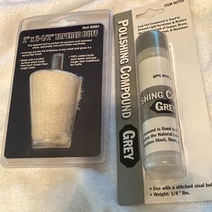 2”x 2-1/2” tapered buff Brings out the shine in metal and Polishing Compound